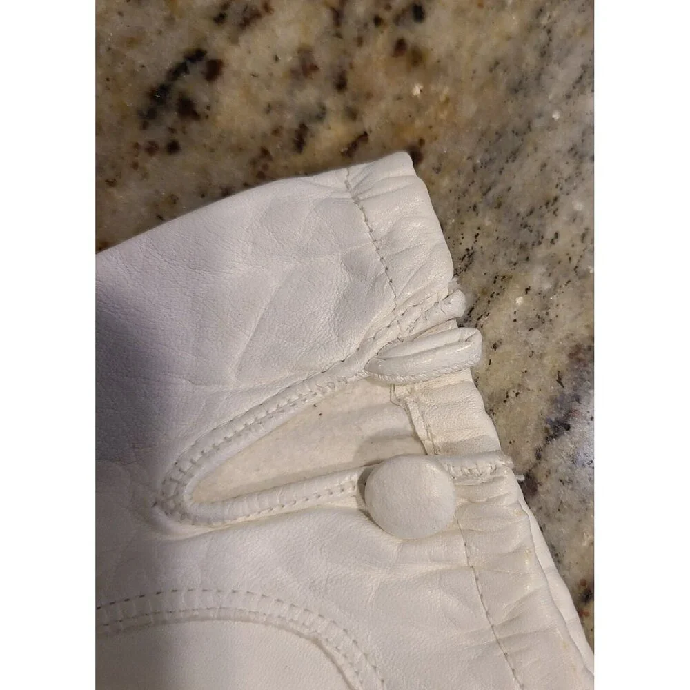 Vintage Size S 6.5 White Leather Formal 8